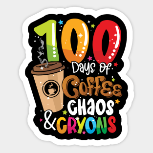 100 Days of Coffee Chaos & Crayons - 100 Days School Teacher Sticker